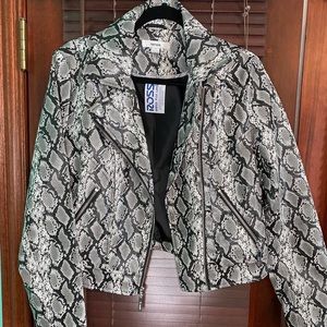 Cute white and black snake print leather jacket!